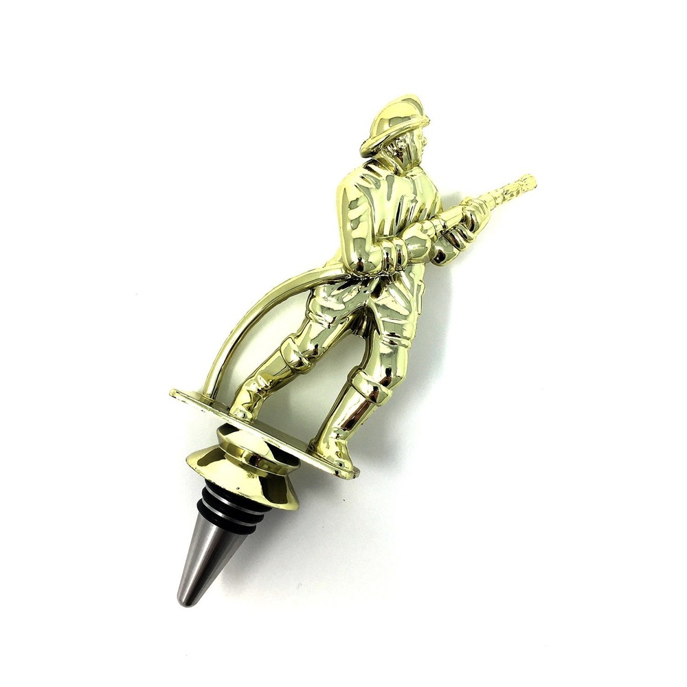 Handmade Bottle Stopper made from Repurposed Fireman Trophy